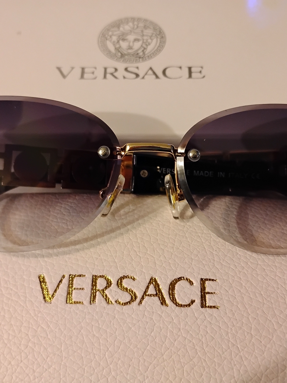 Versace Women's Gradient Gray Rimless Sunglasses - Versace